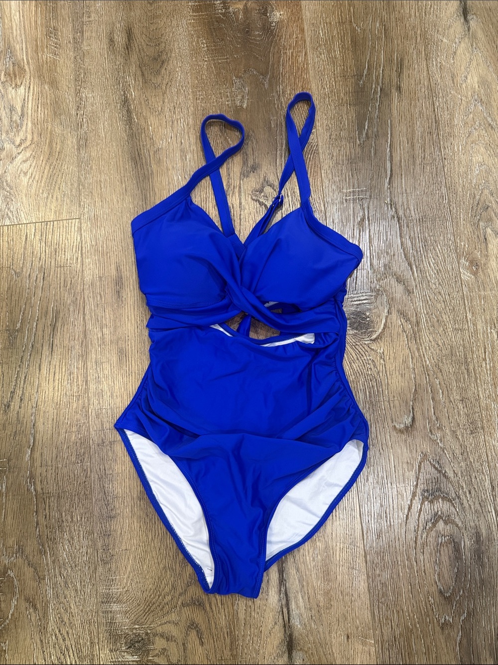 Amazon Royal Blue Twist-Front One-Piece Swimsuit